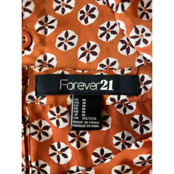 Forever 21 Floral Quarter Sleeve  Blouse Size Medium Brown and White - Picture 6 of 6